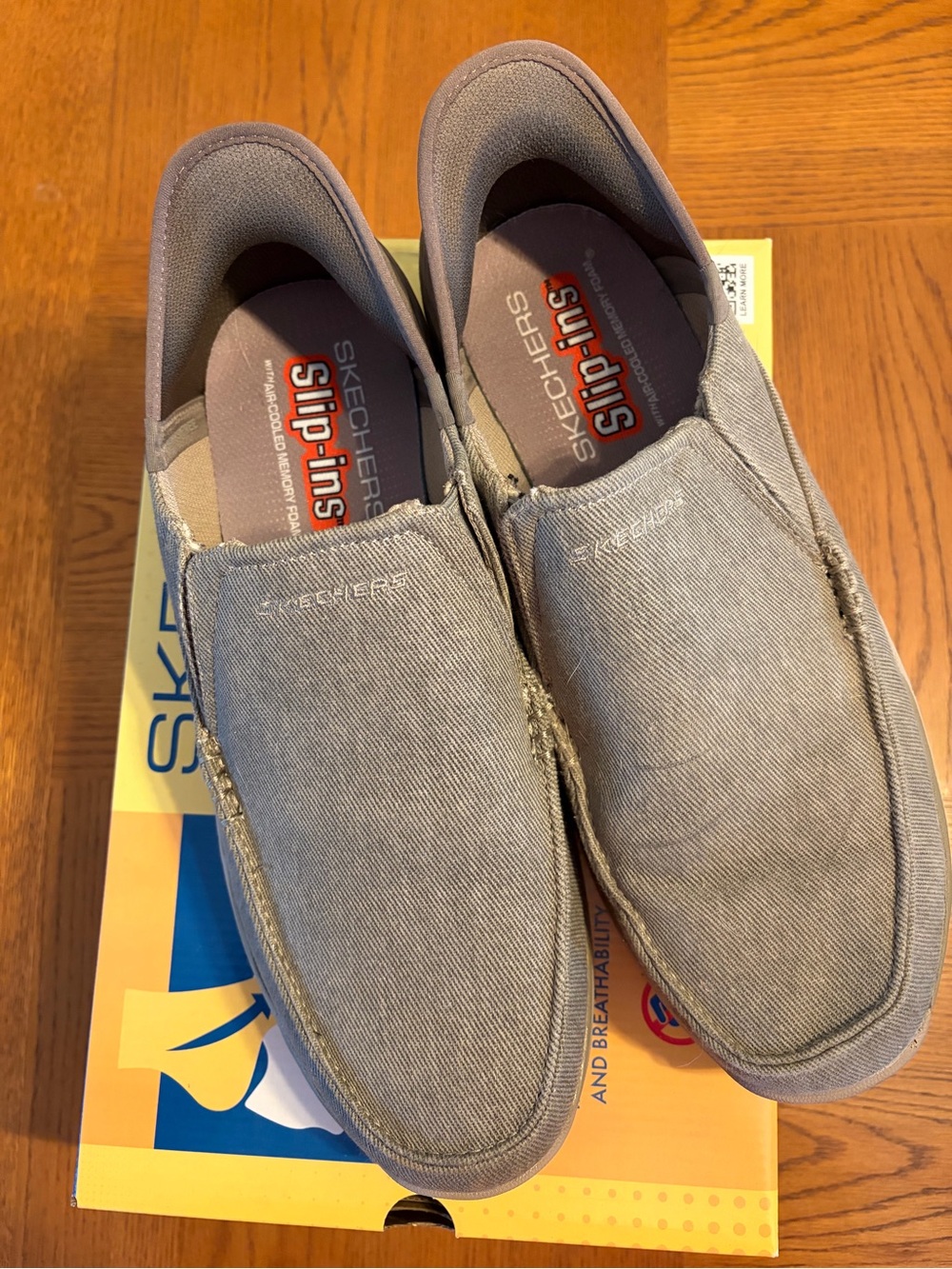 Skechers Men’s khaki  Slip-On Canvas Loafers, memory foam